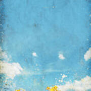 Floral In Blue Sky And Cloud Poster