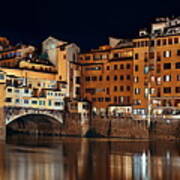 Florence Ponte Vecchio Panorama Night Poster