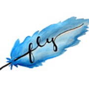 Fly Watercolor Feather Horizontal Poster