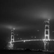 Fog Over The Golden Gate Bridge San Francisco Ca Black And White Poster