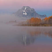 Foggy Alpen Glow At Oxbow Bend Poster