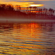 Foggy Sunrise At The Delaware River Poster