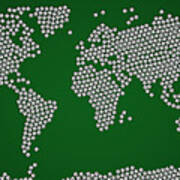 Football Soccer Balls World Map Poster
