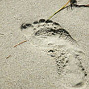 Footprint In The Sand  - South Beach Miami Poster