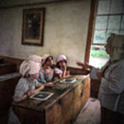 Four Girls In A One Room Schoolhouse Poster