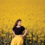 French Girl In Mustard Field Poster