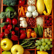 Fruits And Vegetables In Compartments Poster