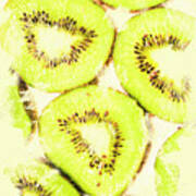 Full Frame Shot Of Fresh Kiwi Slices With Seeds Poster