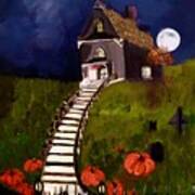Full Moon Autumn And Home Poster
