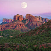 Full Moon Over Cathedral Rock Poster