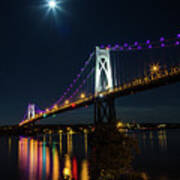 Full Moon Over The Mid - Hudson Bridge Poster