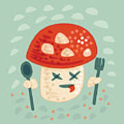 Funny Poisoned Mushroom Character Poster