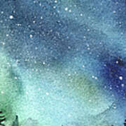Galaxy Watercolor Aurora Painting Poster