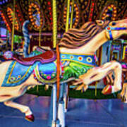 Galloping Carrousel Horse Poster