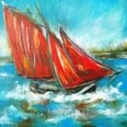 Paintings Of Galway Hooker On Galway Bay -  See Www.pxi-art.com Poster