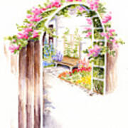Garden Gate Botanical Landscape Poster