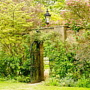 Garden Wall With Iron Gate And Lantern. Poster