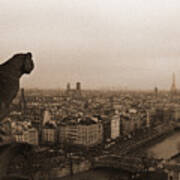 Gargoyle Over Paris Poster
