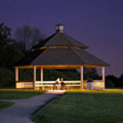 Gazebo During The Blue Moments Frankfort Il Poster