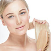 Gentle Female Combing Her Hair Poster