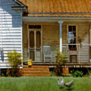 Geraniums On A Country Porch Poster