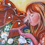 Girl With Butterflies Poster