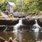 Glade Creek Mill And Twin Waterfalls - Square Format Poster