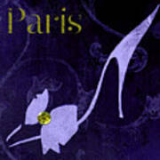 Glamour Paris Blue Shoe Poster