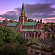 Glasgow Cathedral And Glasgow Skyline In The Morning, Scotland, Poster