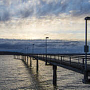 Gloomy Sunset At The Pier Poster