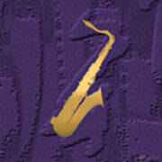 Gold Embossed Saxophone On Purple Poster