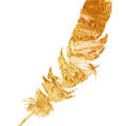 Gold Feather Watercolor Painting Poster