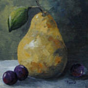 Gold Pear With Grapes Poster