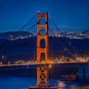Golden Gate Bridge Blue Hour Poster