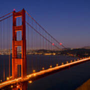 Golden Gate Bridge At Night Poster