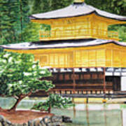 Golden Pavilion In Winter Poster