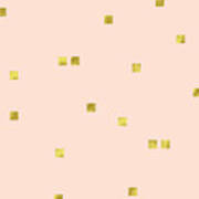 Golden Scattered Confetti Pattern, Baby Pink Background Poster