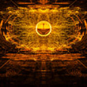 Golden Spinning Sphere Reflection Poster