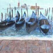 Gondolas In The Venetian Lagoon Poster