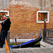 Gondolier Chit Chat - Venice, Italy Poster