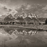 Grand Teton Monochromatic Panoramic Poster