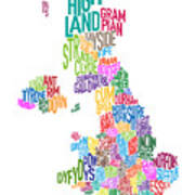 Great Britain County Text Map Poster