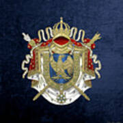 Greater Coat Of Arms Of The First French Empire Over Blue Velvet Poster