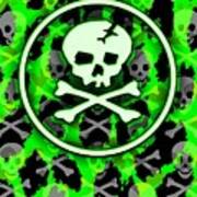 Green Deathrock Skull Poster
