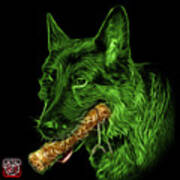 Green German Shepherd And Toy - 0745 F Poster