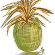 Green Gold Pineapple Painting Illustration Aroon Melane 2015 Collection By Madart Poster