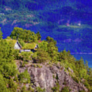 Green Roofs Of Lustrafjorden Poster