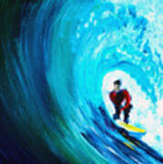 Green Room Surfer In A Wave Poster