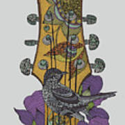 Guitar Bird Poster