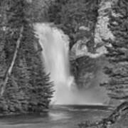 Gushing In The Spring At Trick Falls Black And White Poster